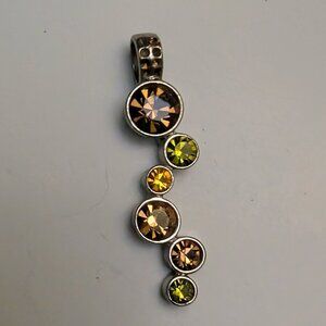 Lia Sophia “Root Beer Float” Orange Brown Beads Cut Crystals Pendant